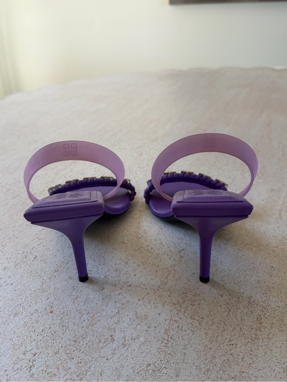 Givenchy Purple Square-Toe Chain Strap Heeled Sandals, Size 37, Worn Once - Picture 3 of 7